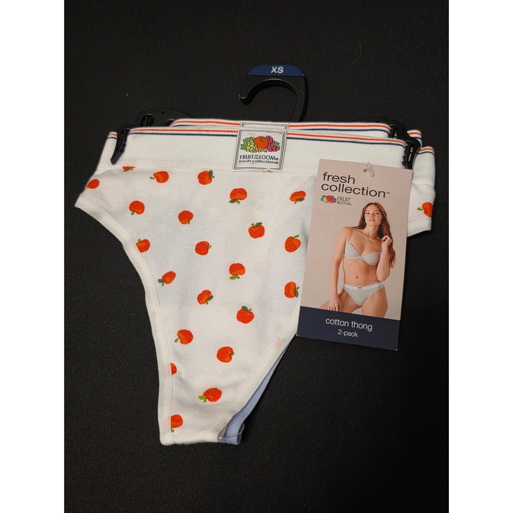 Fruit of the Loom XS Fresh Collection 2 Pack Cotton Thongs Apple Aqua FR155PK2